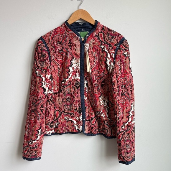 Anthropologie Waverly Quilted Reversible Jacket Cardigan Cropped LARGE NEW - Picture 3 of 10